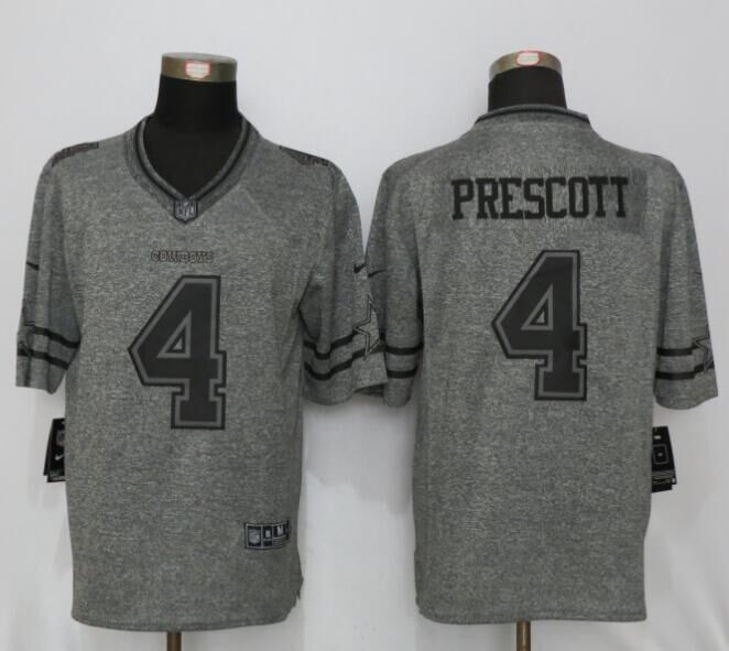 Dallas Cowboys 4 Prescott Gray Men's Stitched Gridiron Gray New Nike Limited Jersey